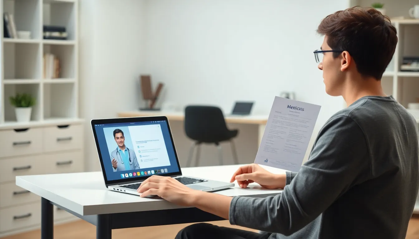 Estudante universitário em uma teleconsulta com um médico para obter um atestado online.