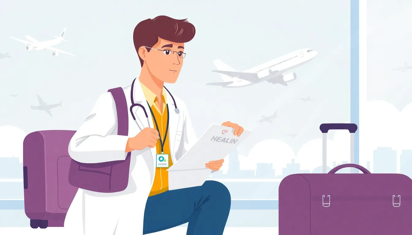 Médico examinando paciente para viagem com avaliação de saúde